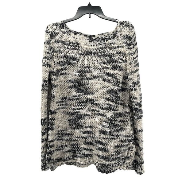 Mango MNG Suit Women’s Black Creme Metallic Marled Open Knit Pullover Sweater M - Picture 11 of 11